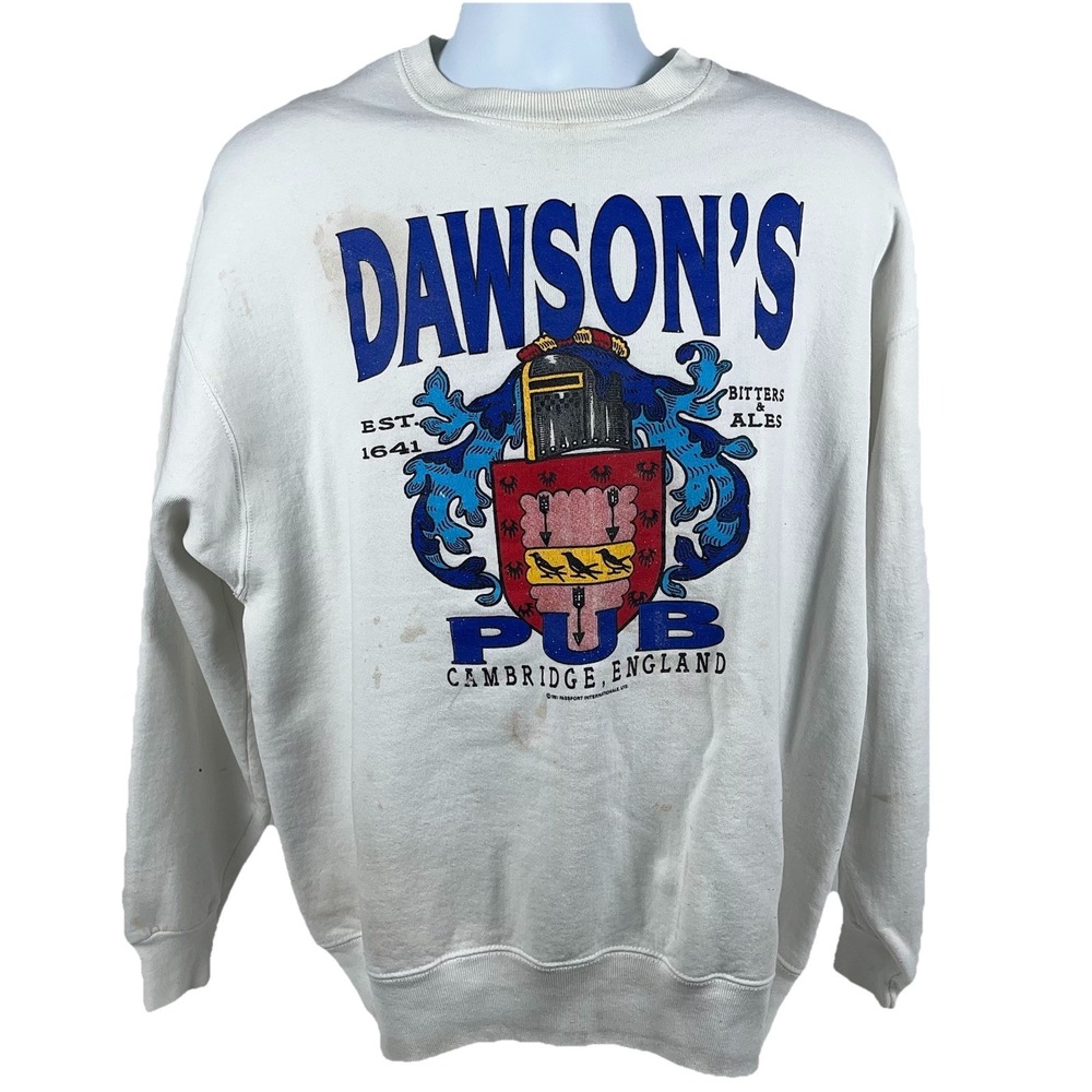 Dawson's Pub Cambridge England Vtg 90s Sweatshirt XL USA Fruit Of The Loom Heavy